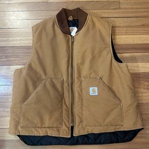 Carhartt V01 BRN Vest Mens Size 2XL Relaxed Fit Firm Duck Lined P6